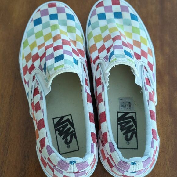 Kids Classic Slip-On Checkerboard Shoe rainbow M6 W7.5 - Picture 6 of 7